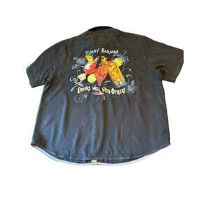 Tommy Bahama Silk Camp Shirt Drinks Well with Others Embroidered Graphic 1XLB